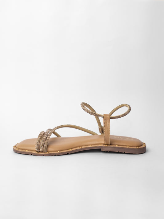 Nude Open Toe Malaika Studs Flats