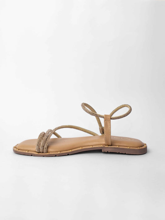Nude Open Toe Malaika Studs Flats