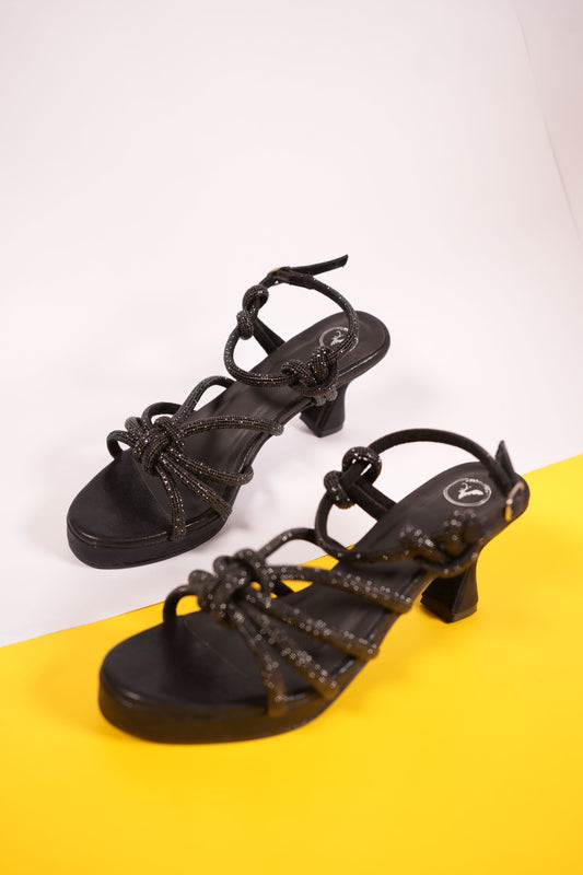 Miss D Black Open Toe Heel Sandal