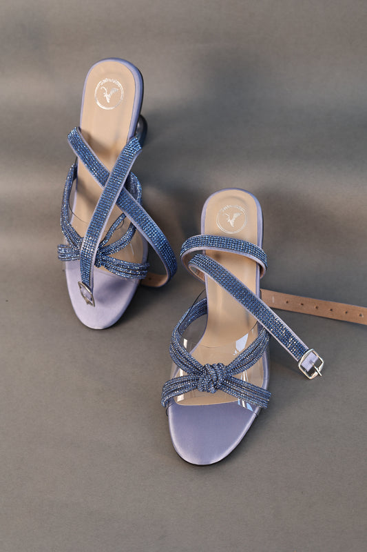 Knotty Blue With Straps Heel Sandals