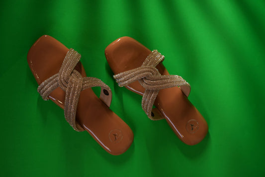 Gold String Nude Base Sandals