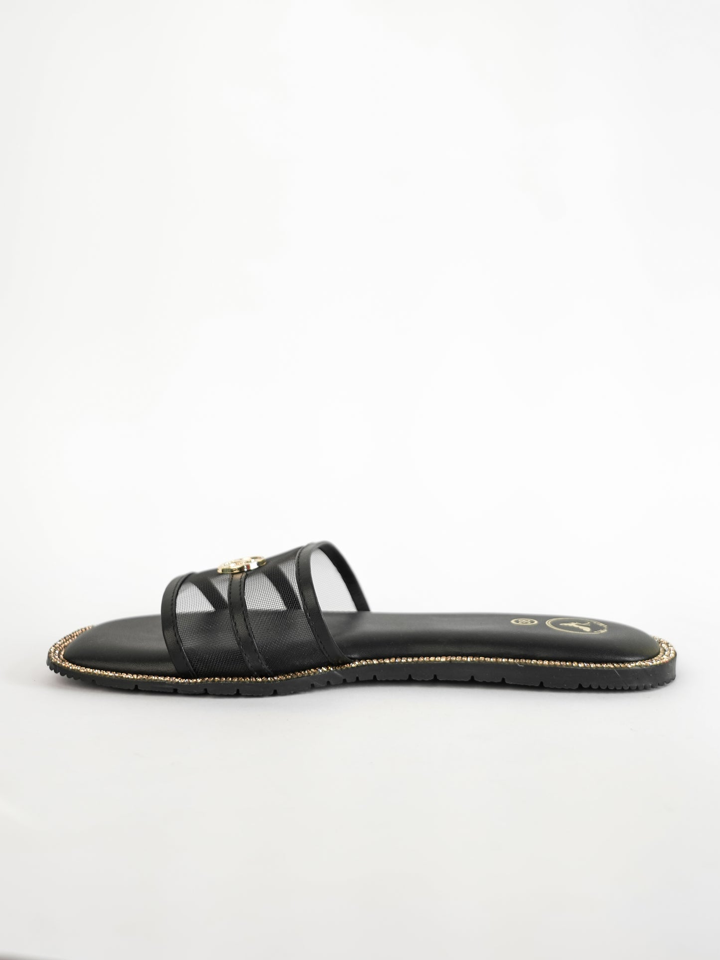 Black Open Toe Narrow Fit Flats