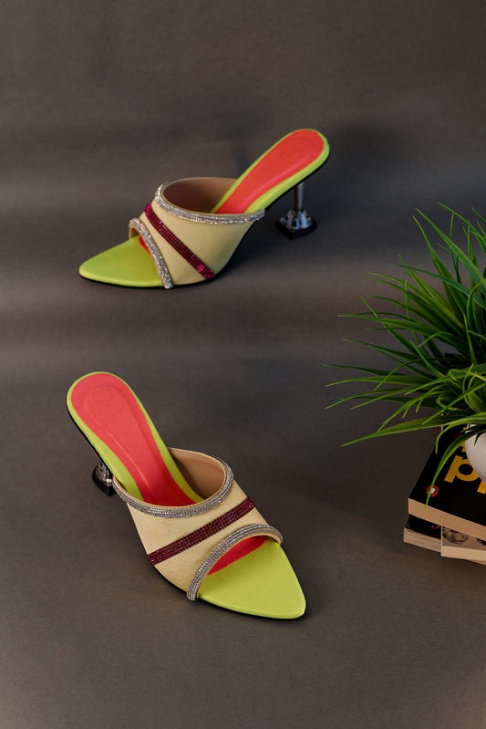 Blue Neon Open Toe Heel Sandal