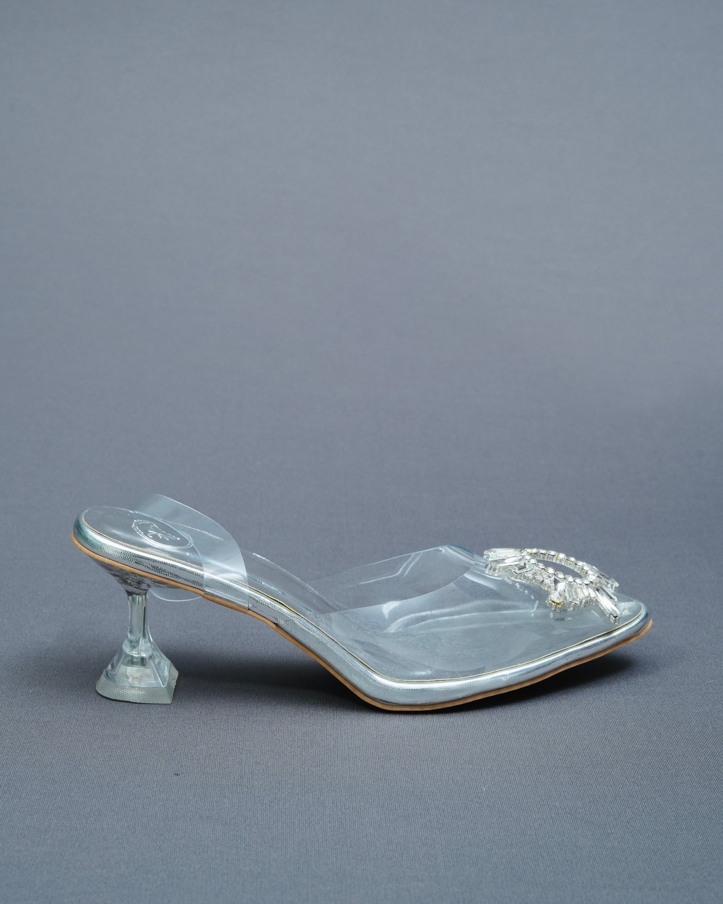 Closed Toe Faux Leather Silver Star Heels