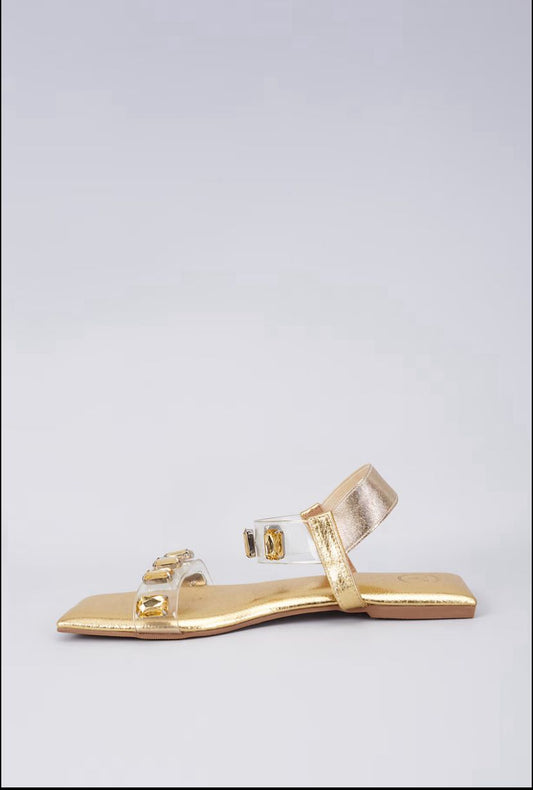 Close Toe Faux Leather Gold Carat Elasty Flats