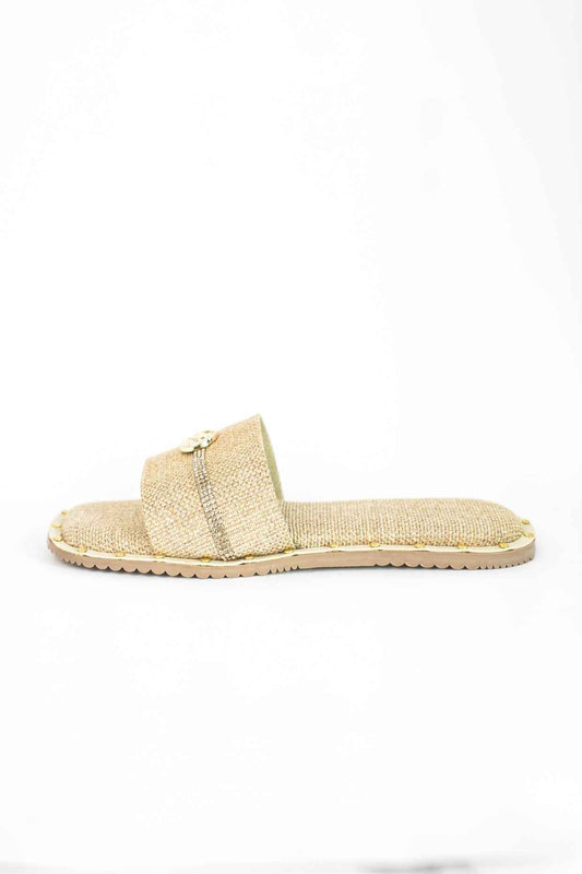 Beige Open Toe Slip-on closure Jute Logo Flats