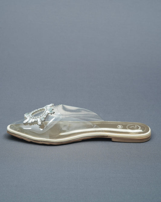 Close Toe Faux Leather  Gold star Flats