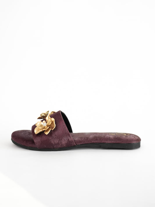 Maroon Open Toe Slip-on Closure Forever rose Flats