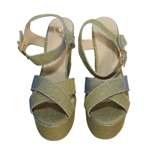 Gold Wedge Glitter Heel for Women