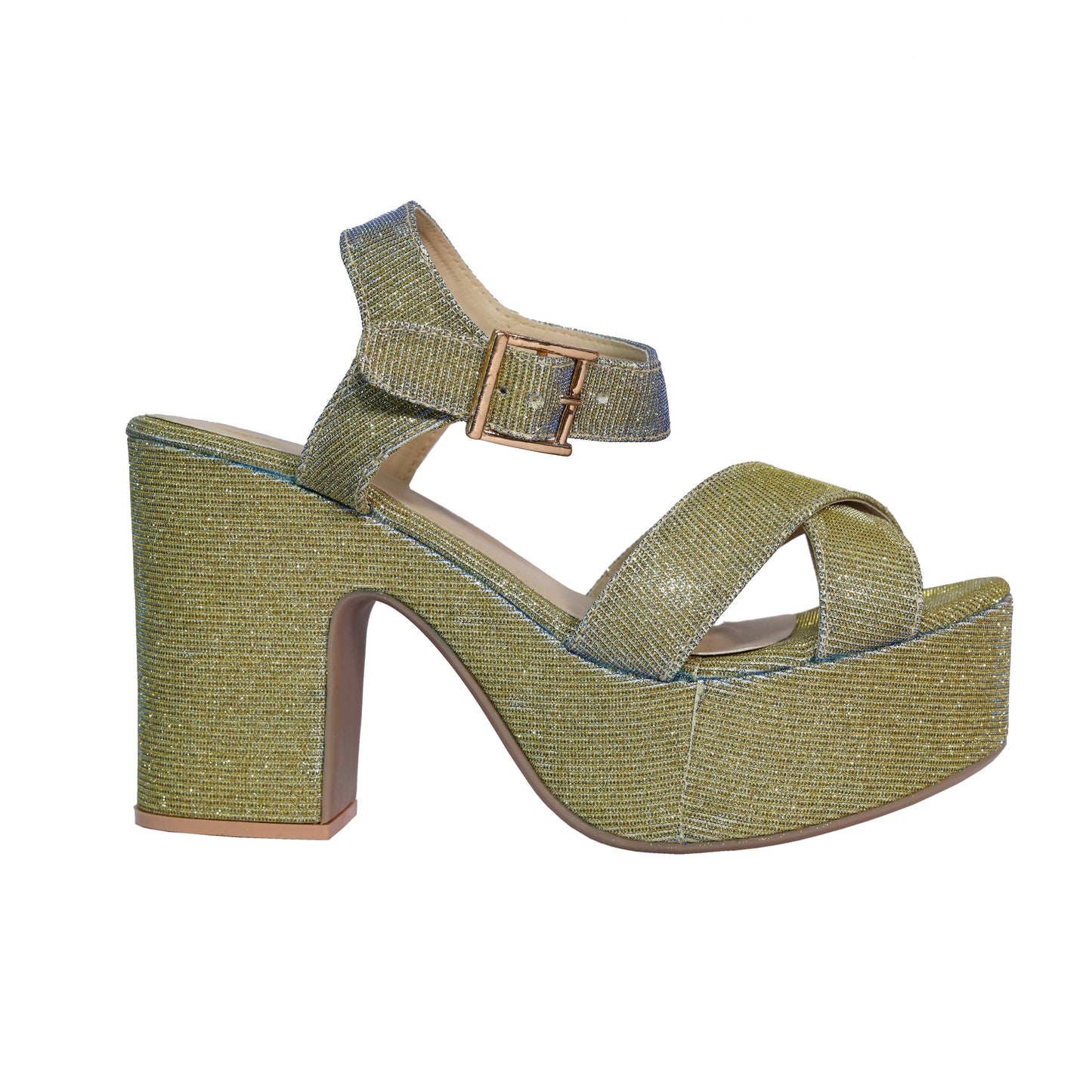 Gold Wedge Glitter Heel for Women