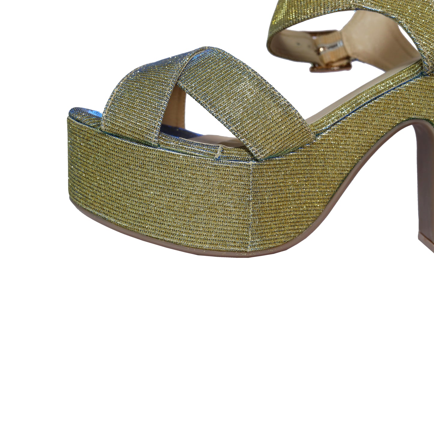 Gold Wedge Glitter Heel for Women