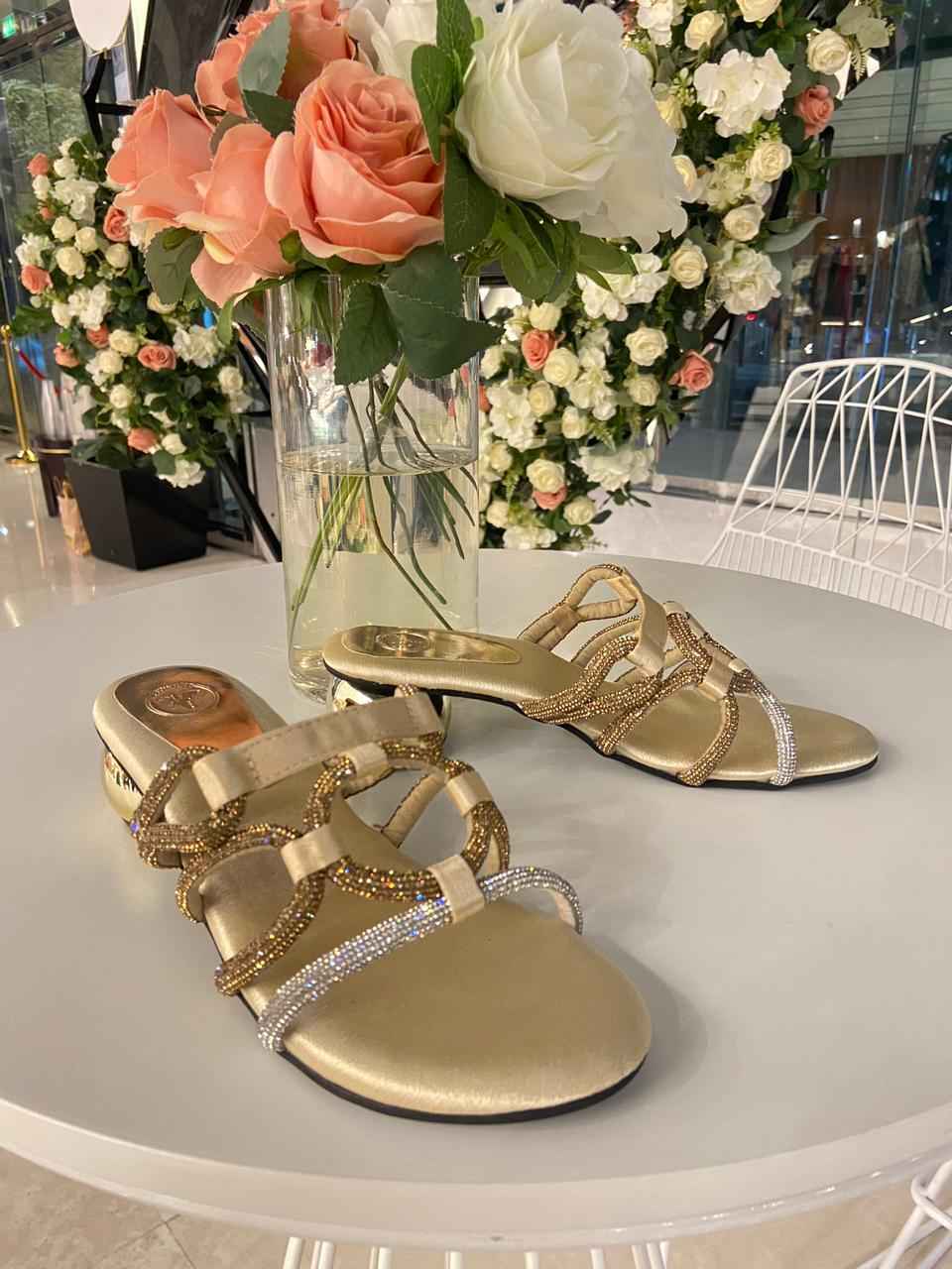 Gold Snitch Solid - Plain Kitten Heel Sandal