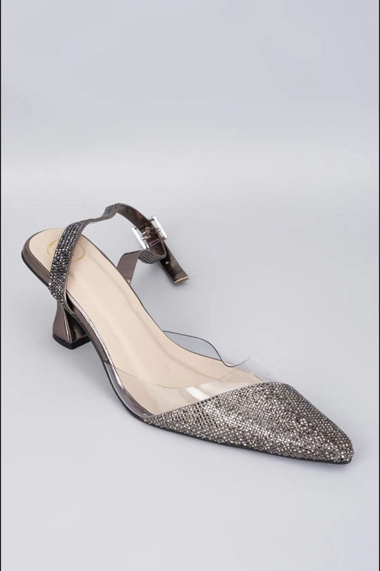 Closed Toe Faux Leather Sleek Cheek Gun Metal Heels