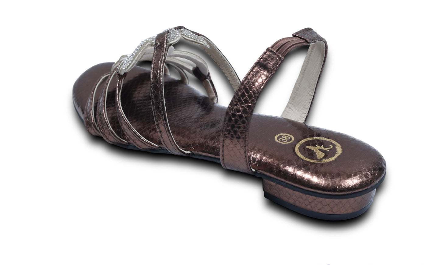 Brown Zig Zag Open Toe Flats