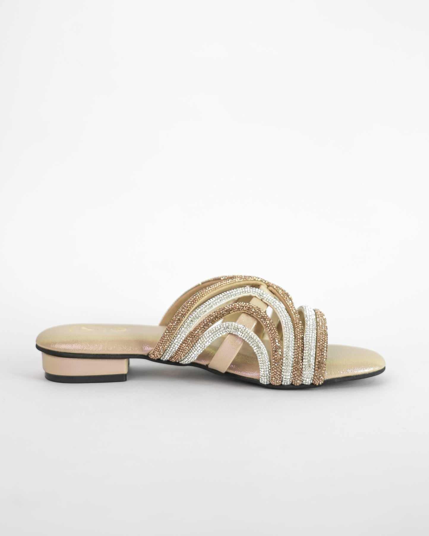 Beige Open Toe Dual Gema Flats