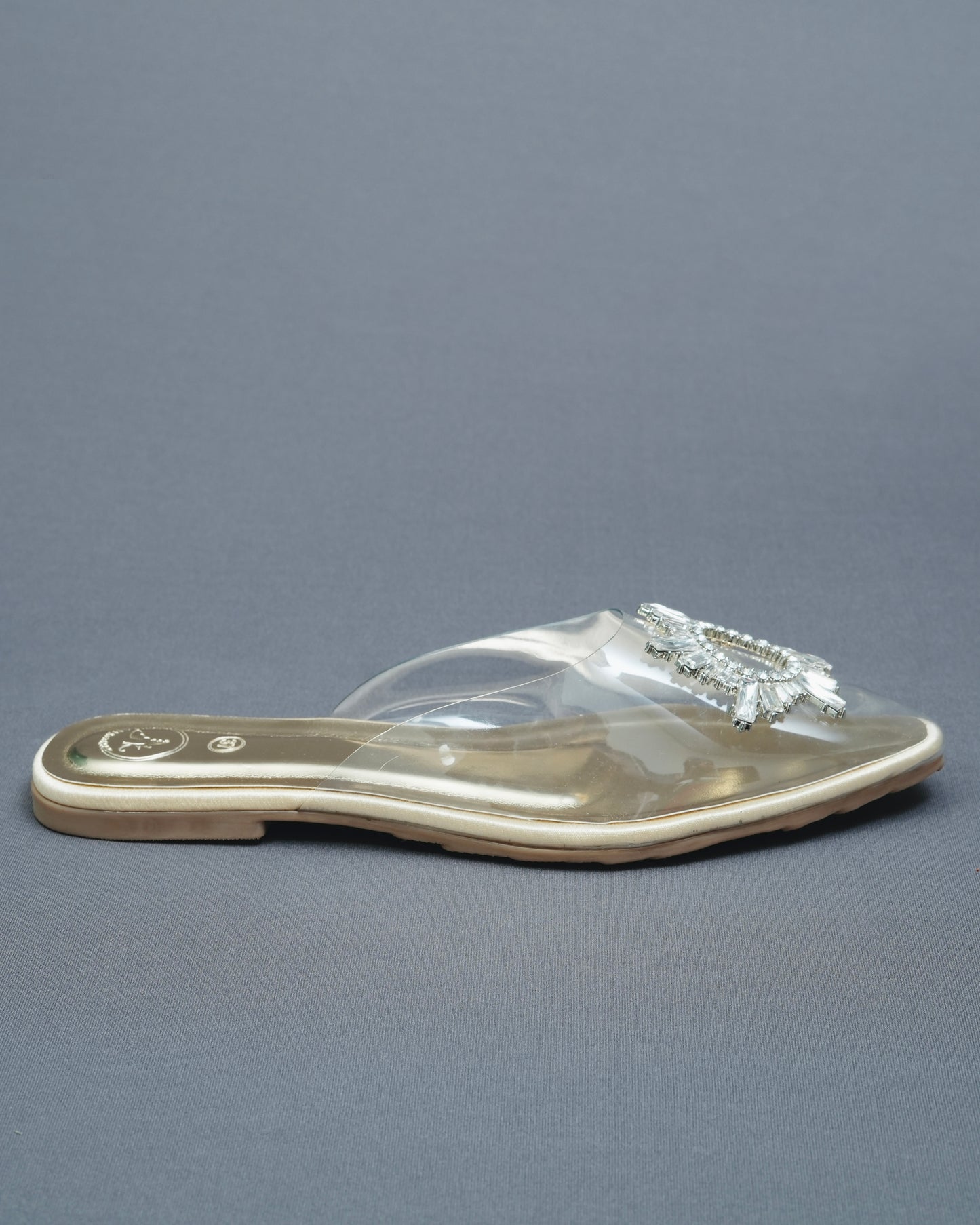 Close Toe Faux Leather Gold star Flats