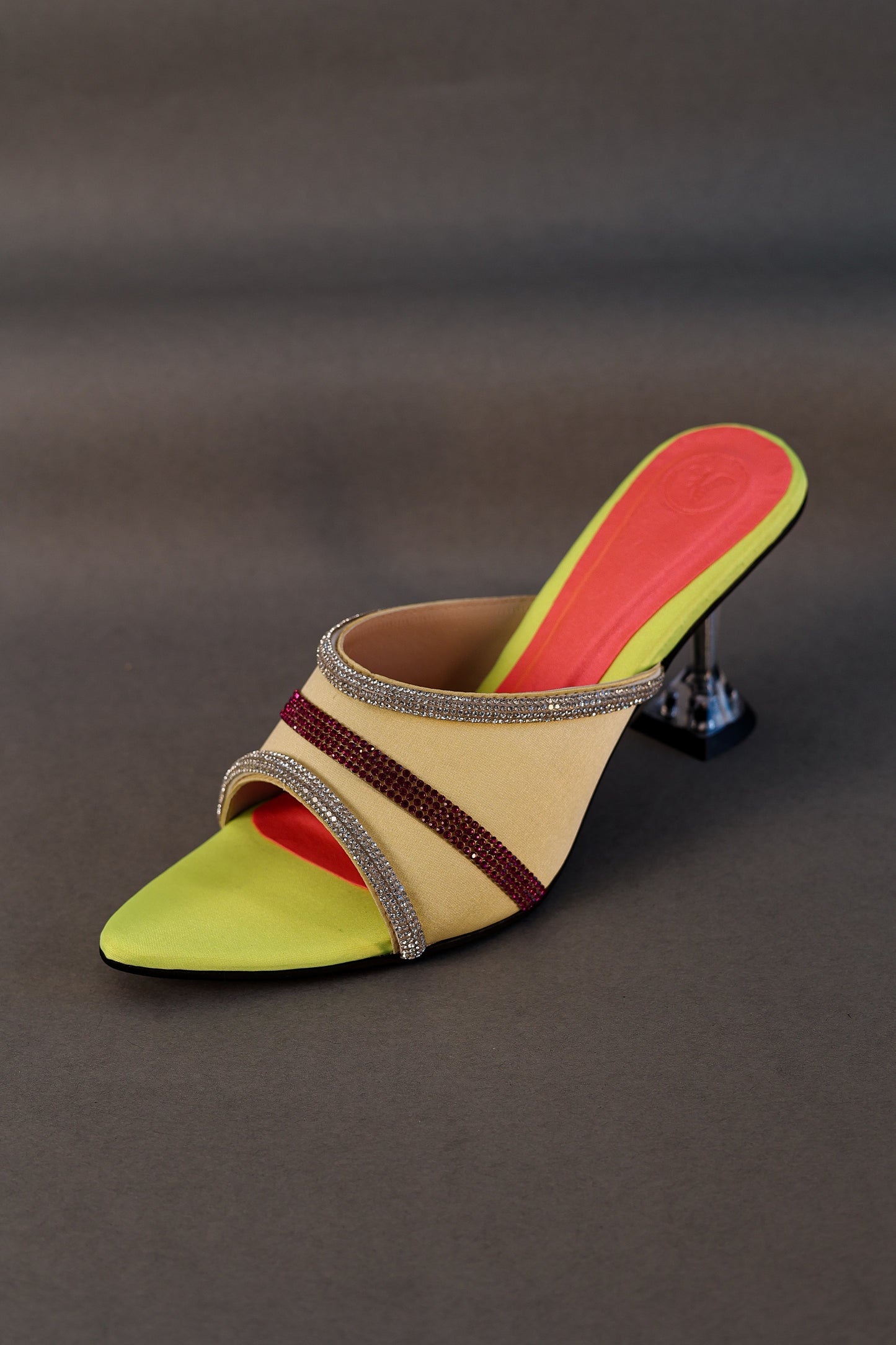 Blue Neon Open Toe Heel Sandal
