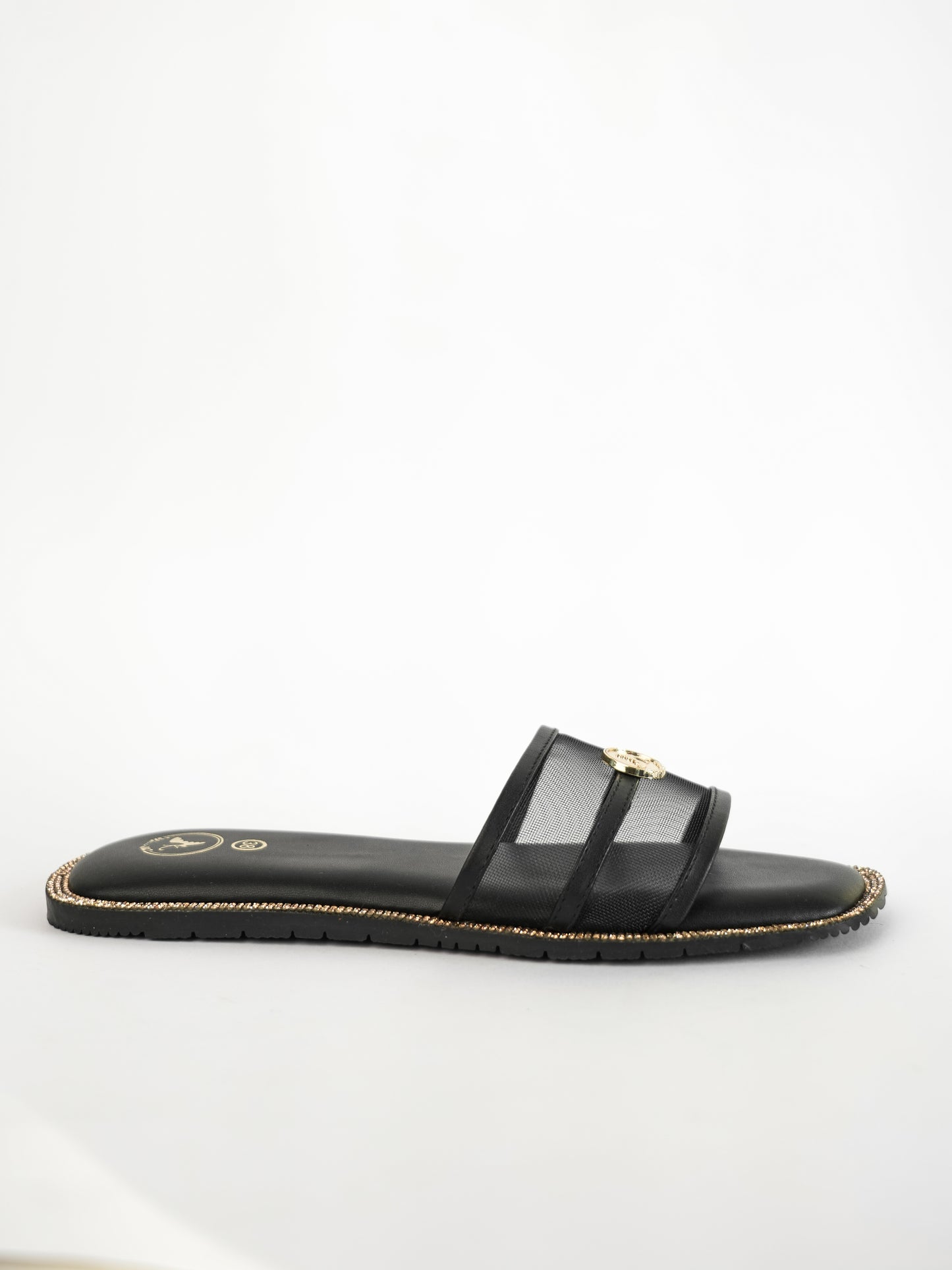 Black Open Toe Narrow Fit Flats