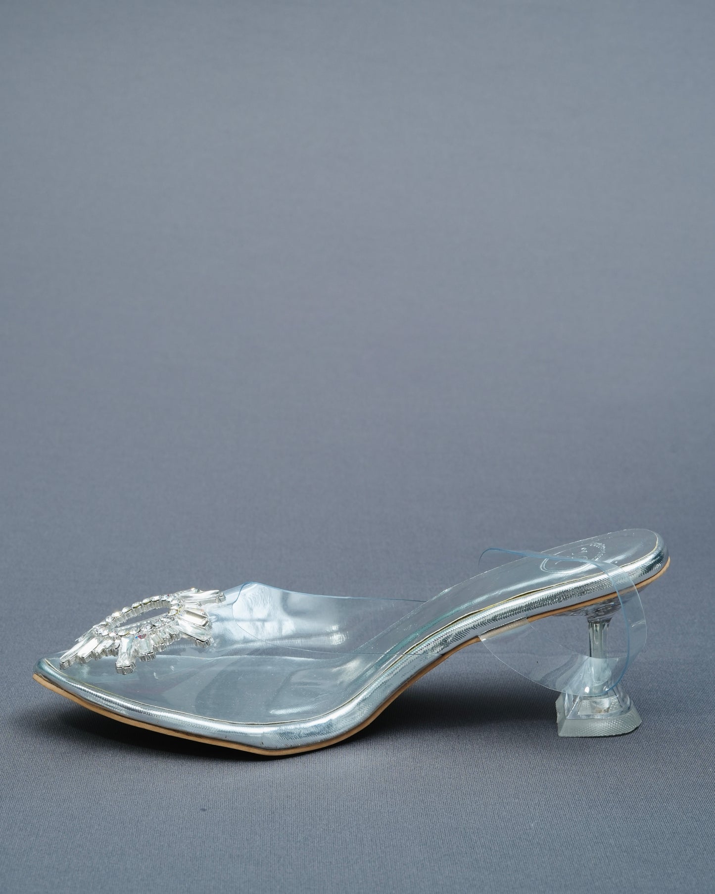 Closed Toe Faux Leather Silver Star Heels