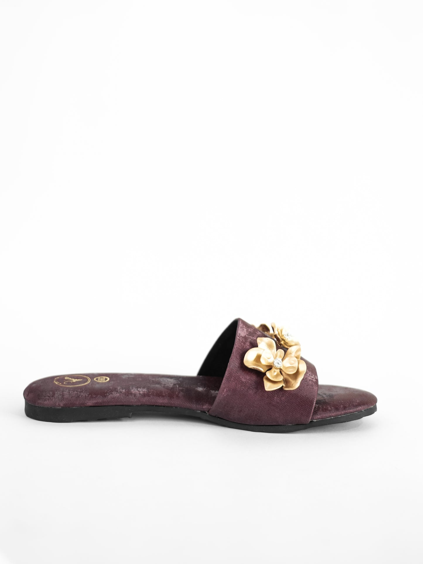 Maroon Open Toe Slip-on Closure Forever rose Flats