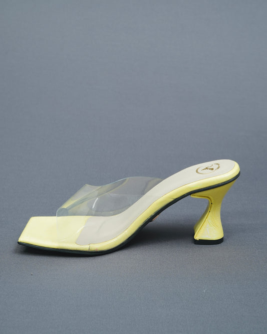 Open Toe Faux Leather Lemon Heels