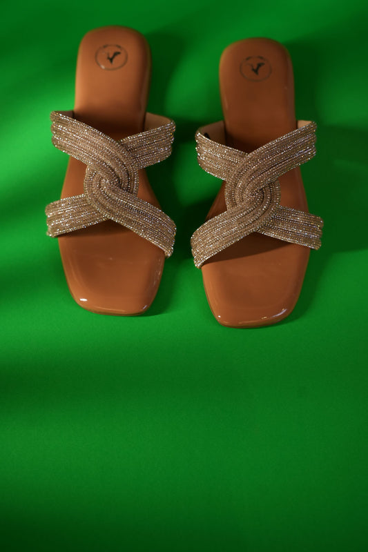 Gold String Nude Base Sandals
