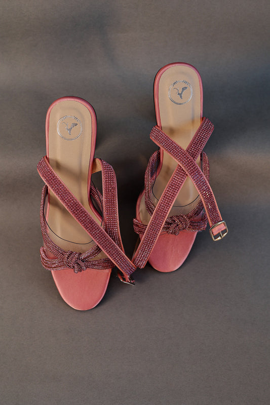 Knotty Pink With Strap Heel Sandals