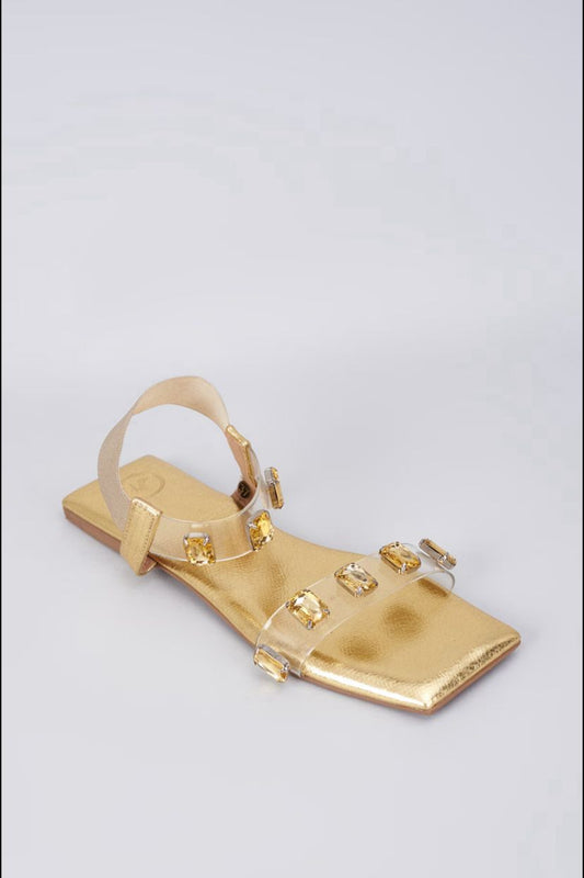 Close Toe Faux Leather Gold Carat Elasty Flats