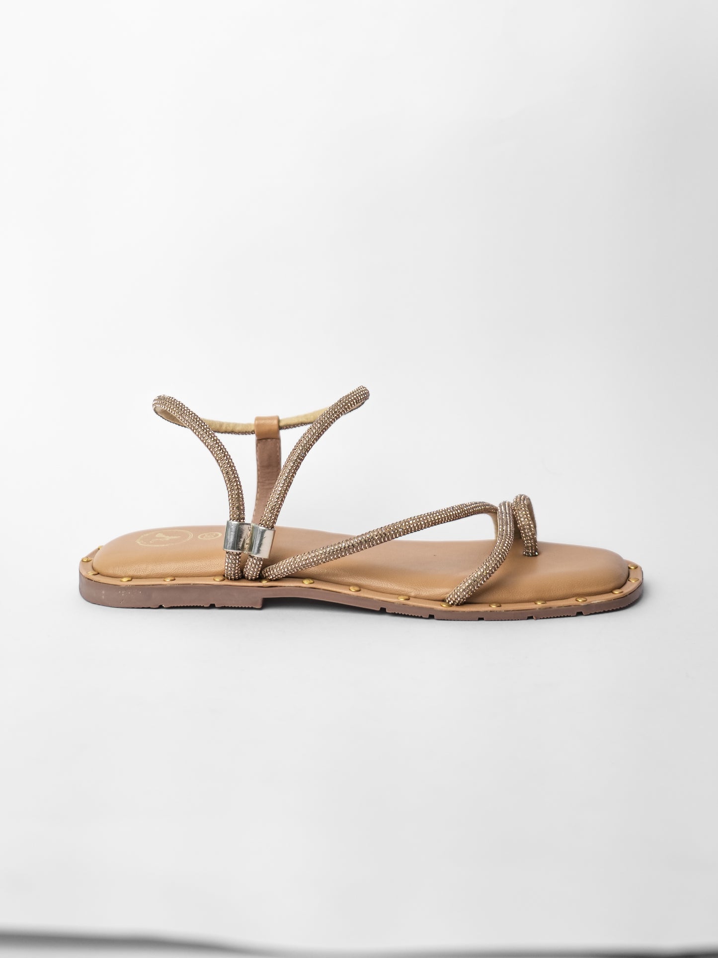 Nude Open Toe Malaika Studs Flats