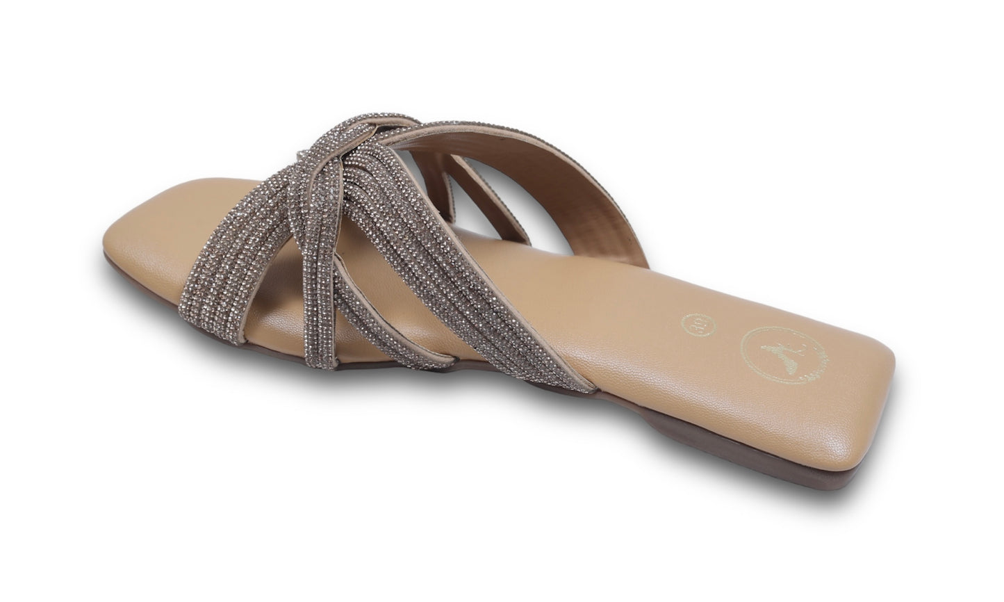 Gold Twister Open Toe Flat