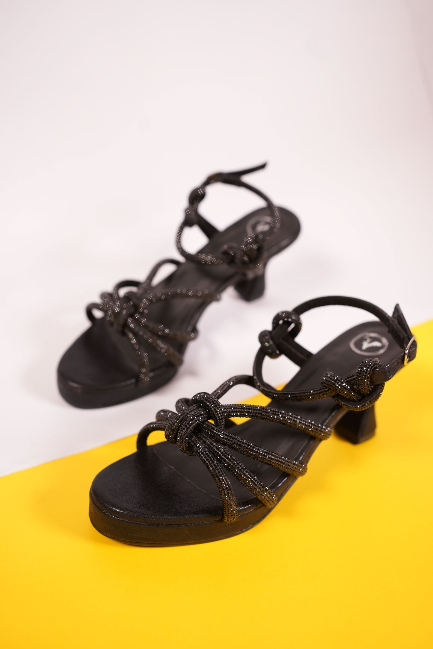 Miss D Black Open Toe Heel Sandal