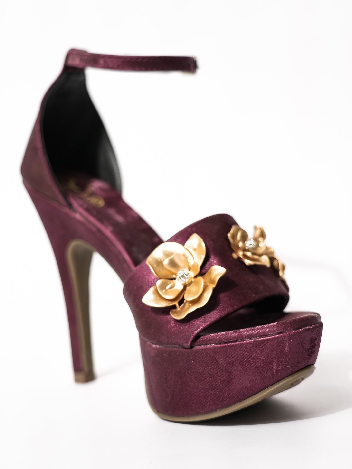 Maroon Open Toe Broad Fit Forever Rose Elevated Heels