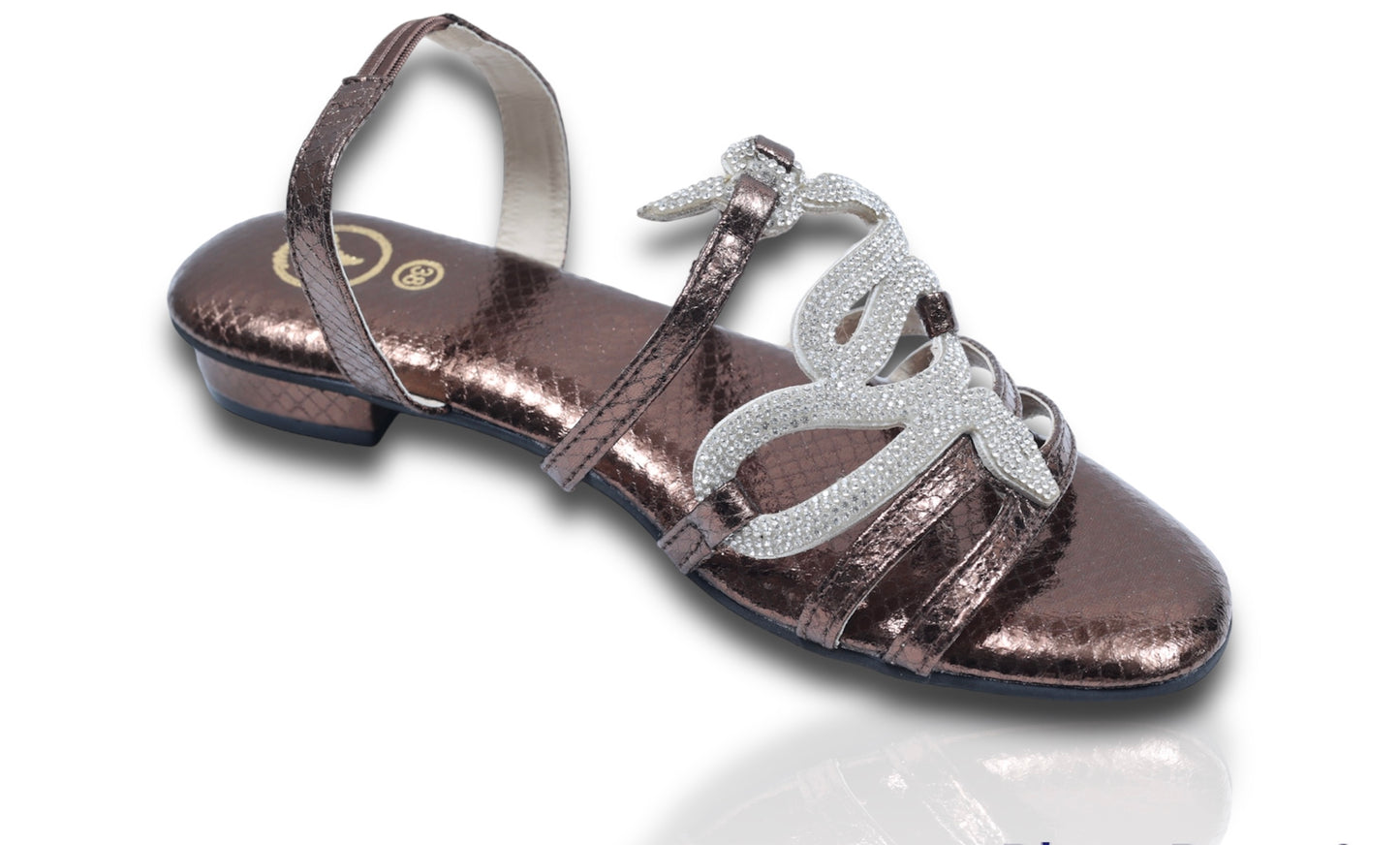 Brown Zig Zag Open Toe Flats