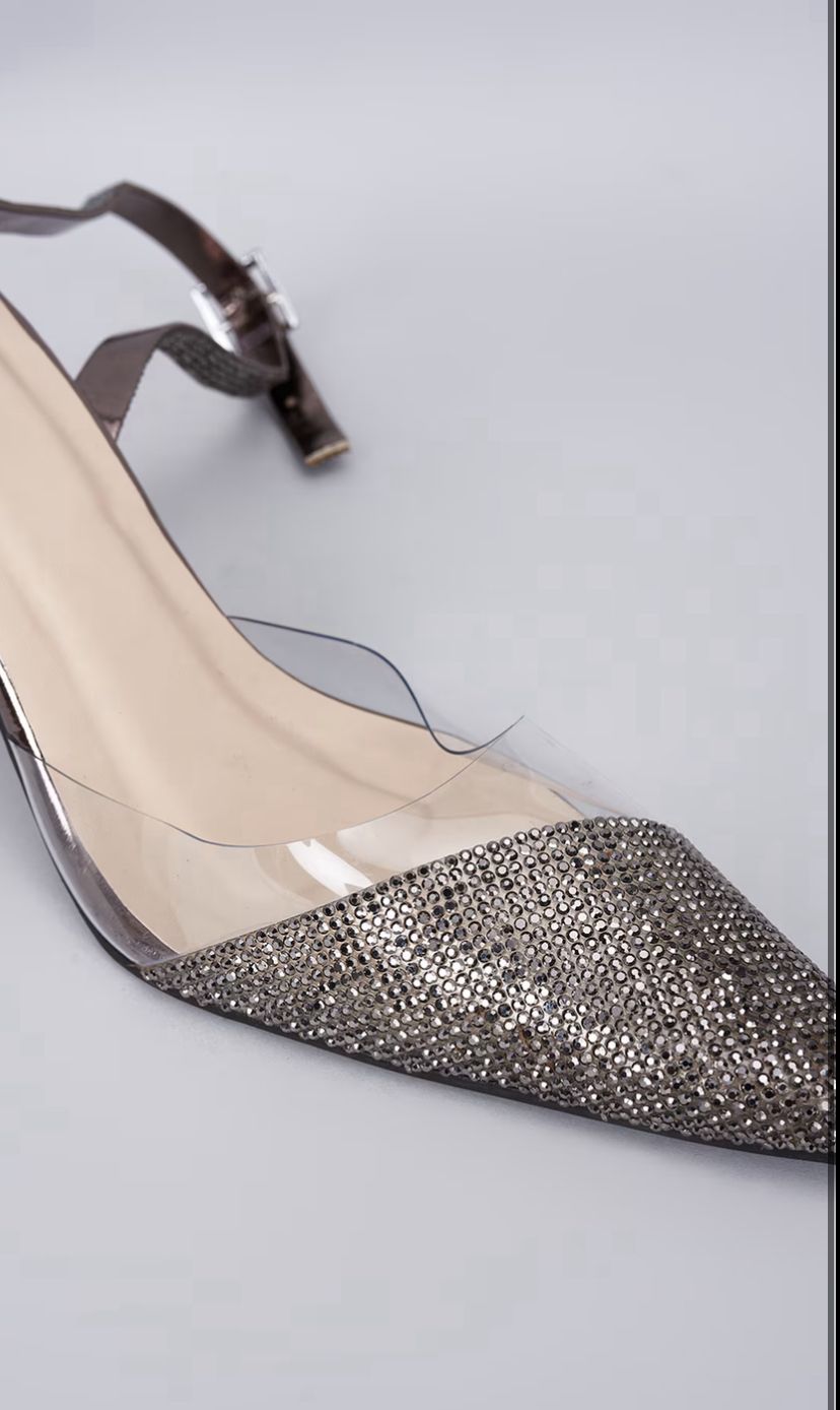 Closed Toe Faux Leather Sleek Cheek Gun Metal Heels