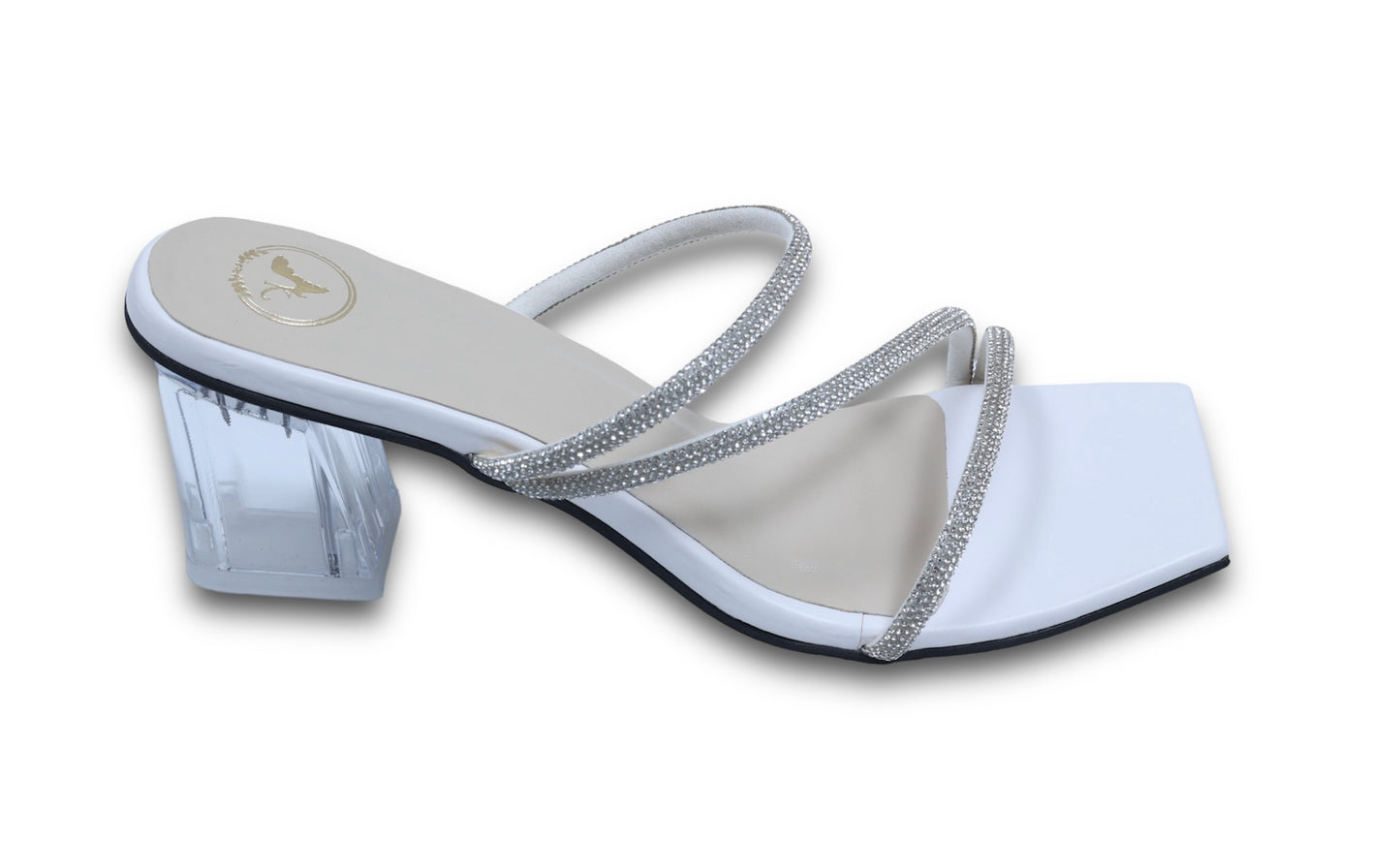 Z Basic White Open Toe Slip-on Heels
