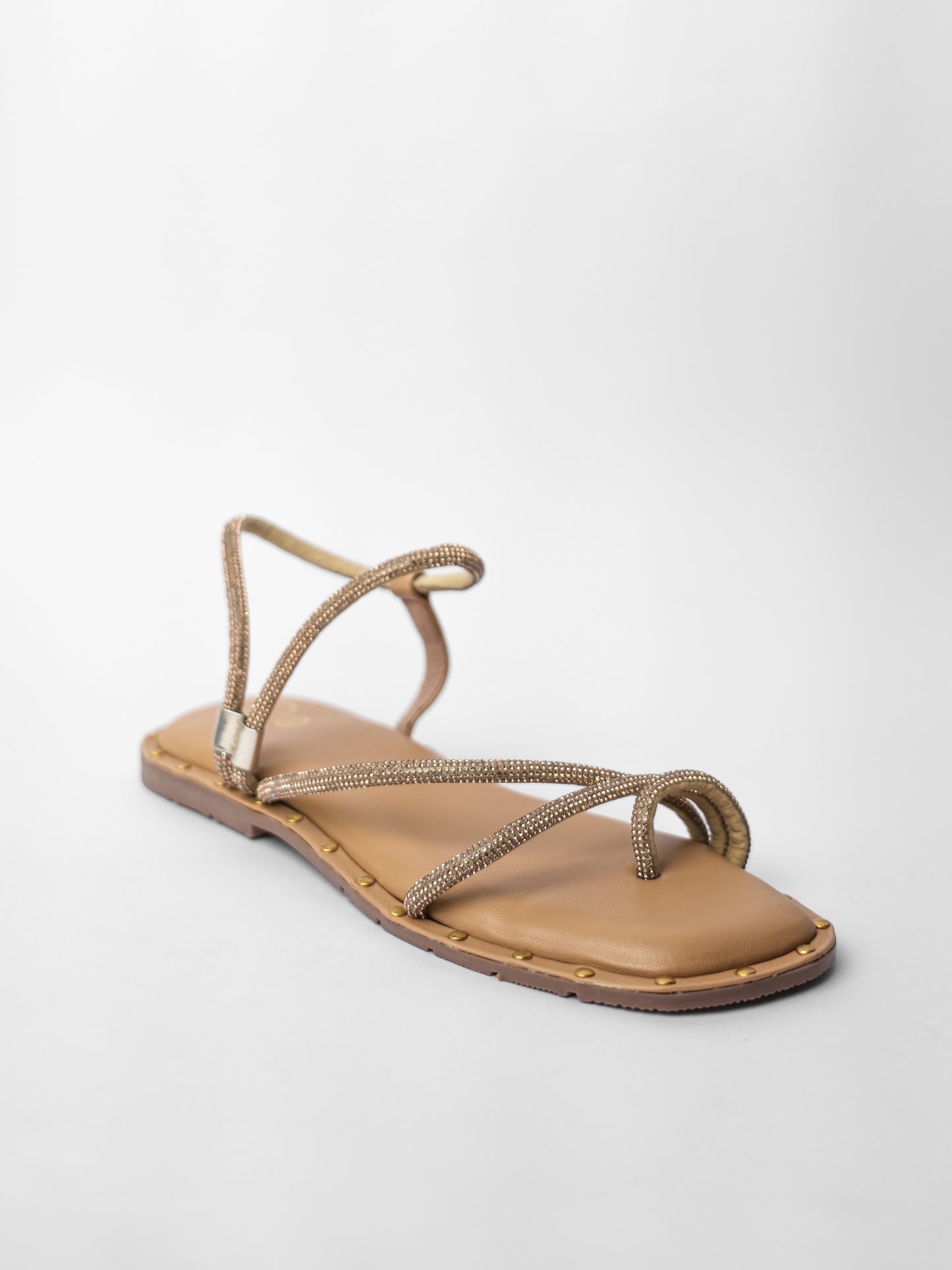 Nude Open Toe Malaika Studs Flats