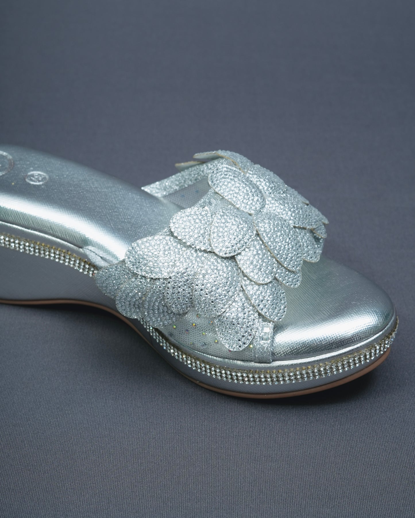 Open Toe Silver Wedge Heels