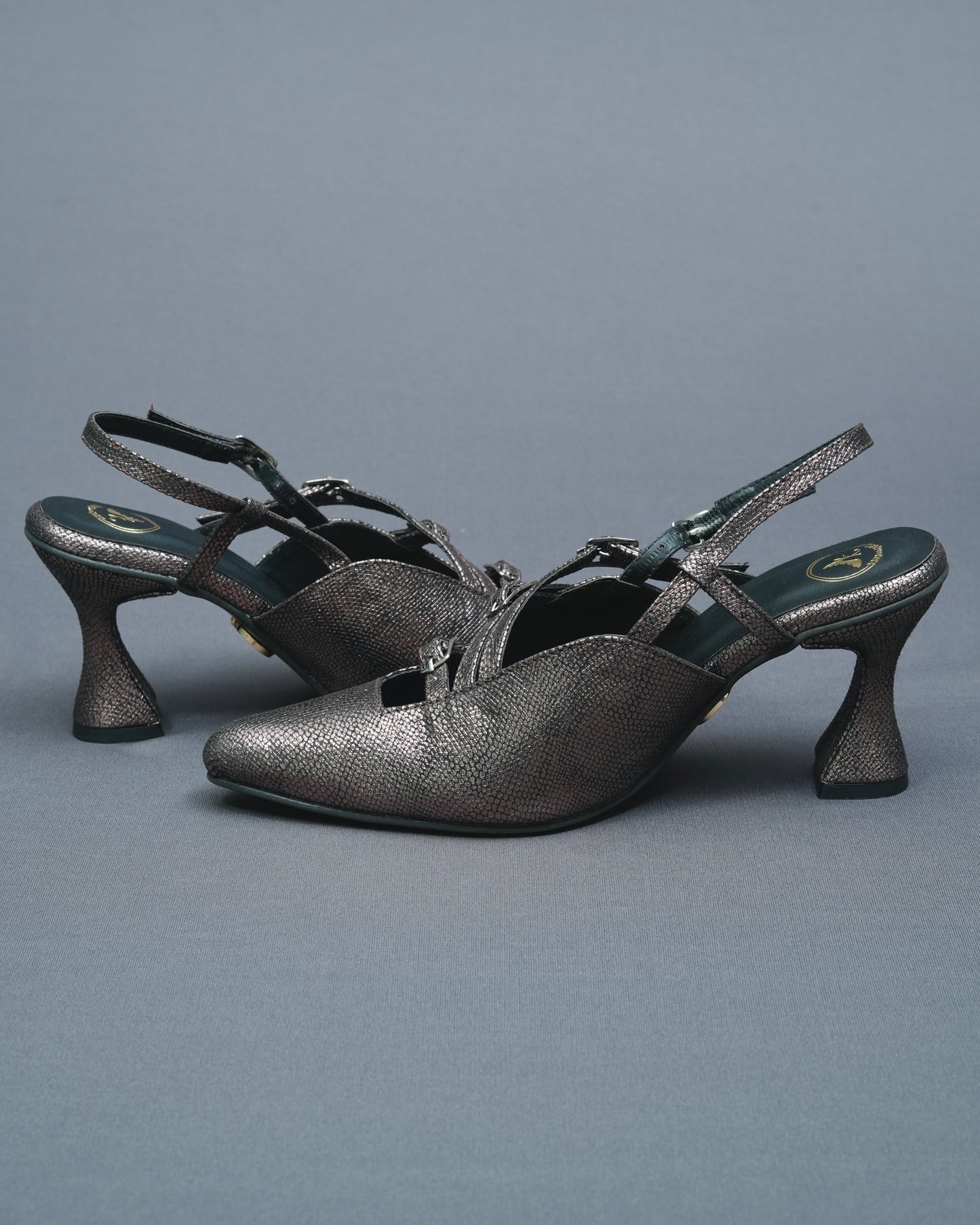 Close Toe Faux Leather Grey Perry Heels