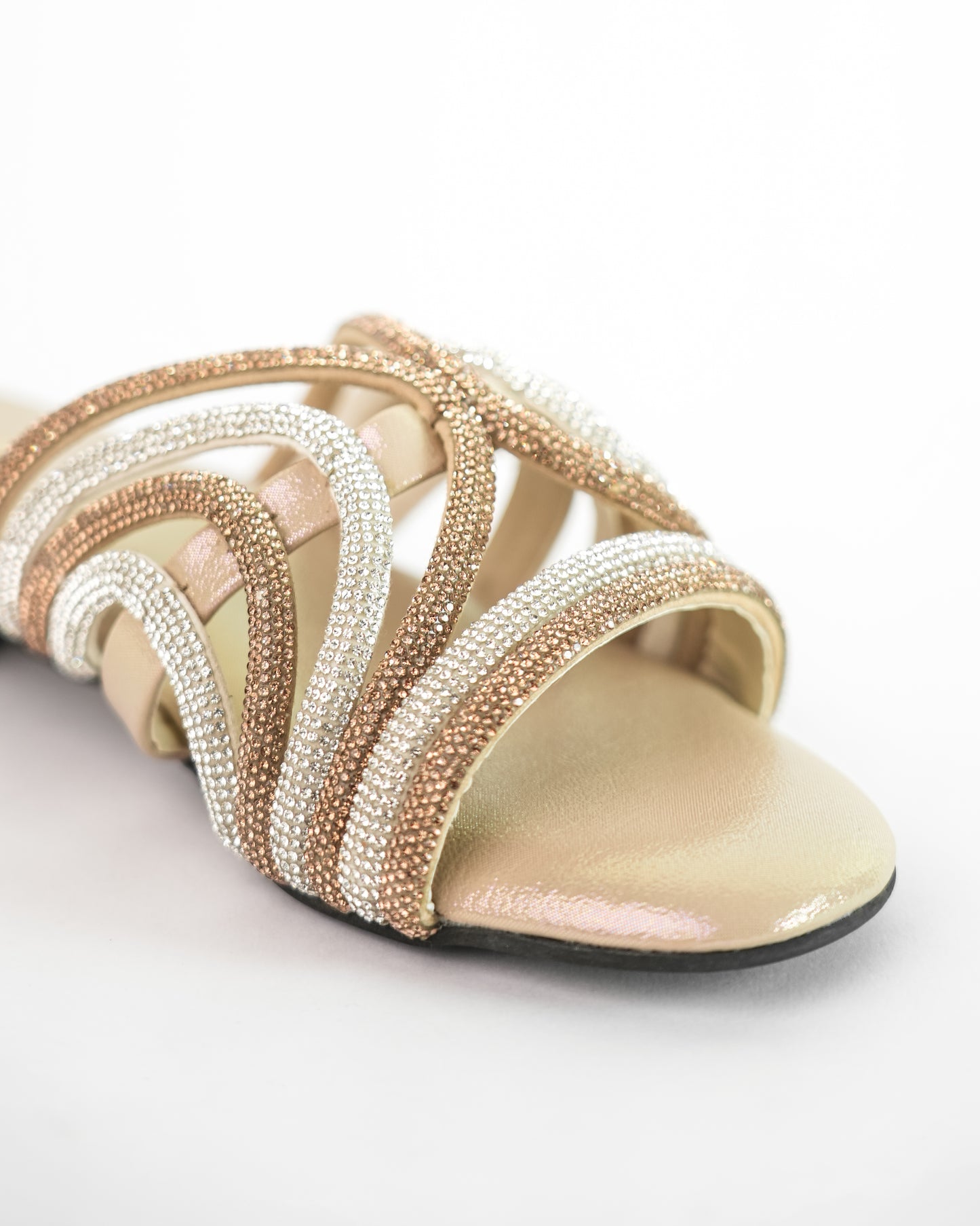 Beige Open Toe Dual Gema Flats