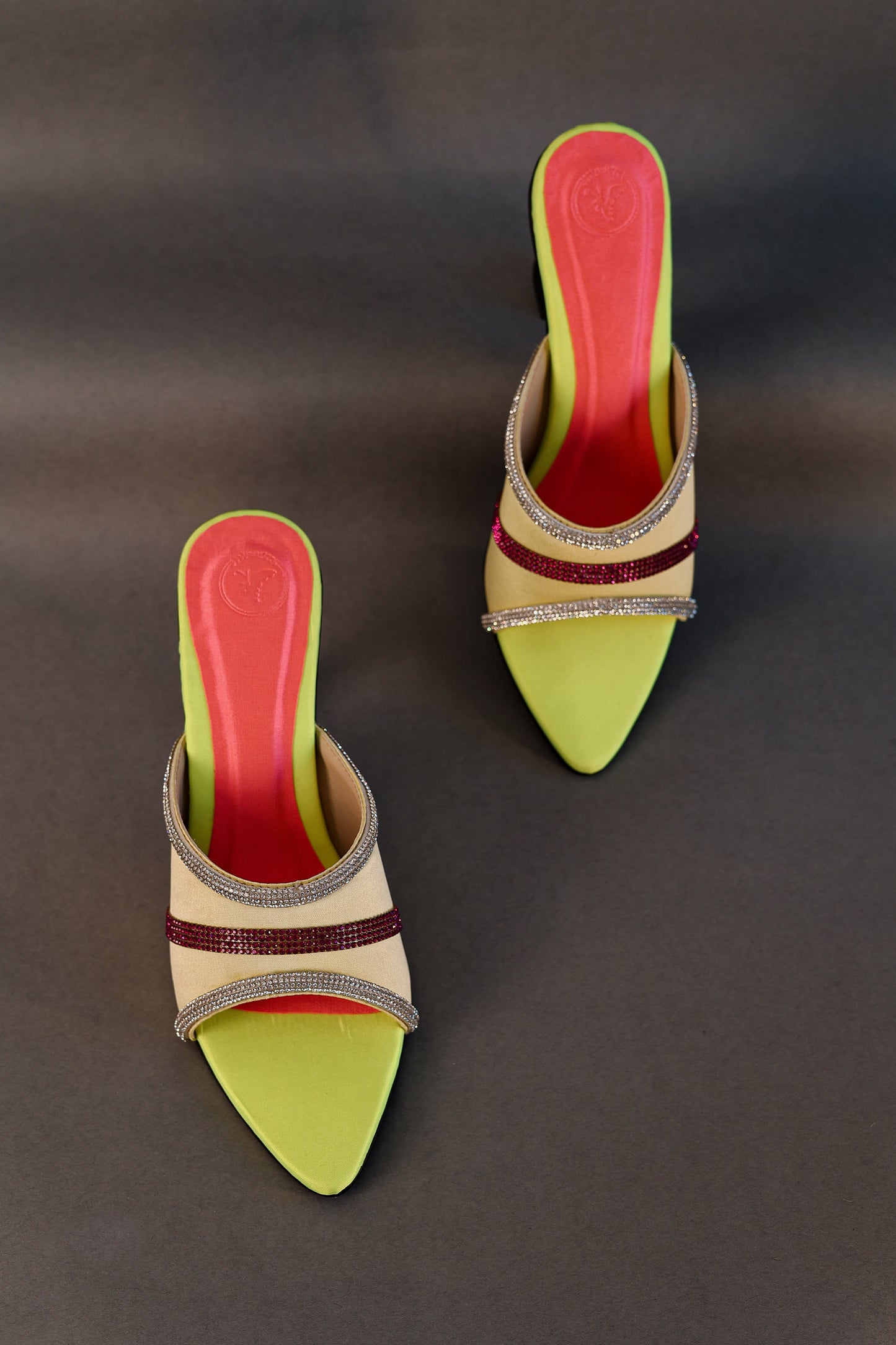 Blue Neon Open Toe Heel Sandal