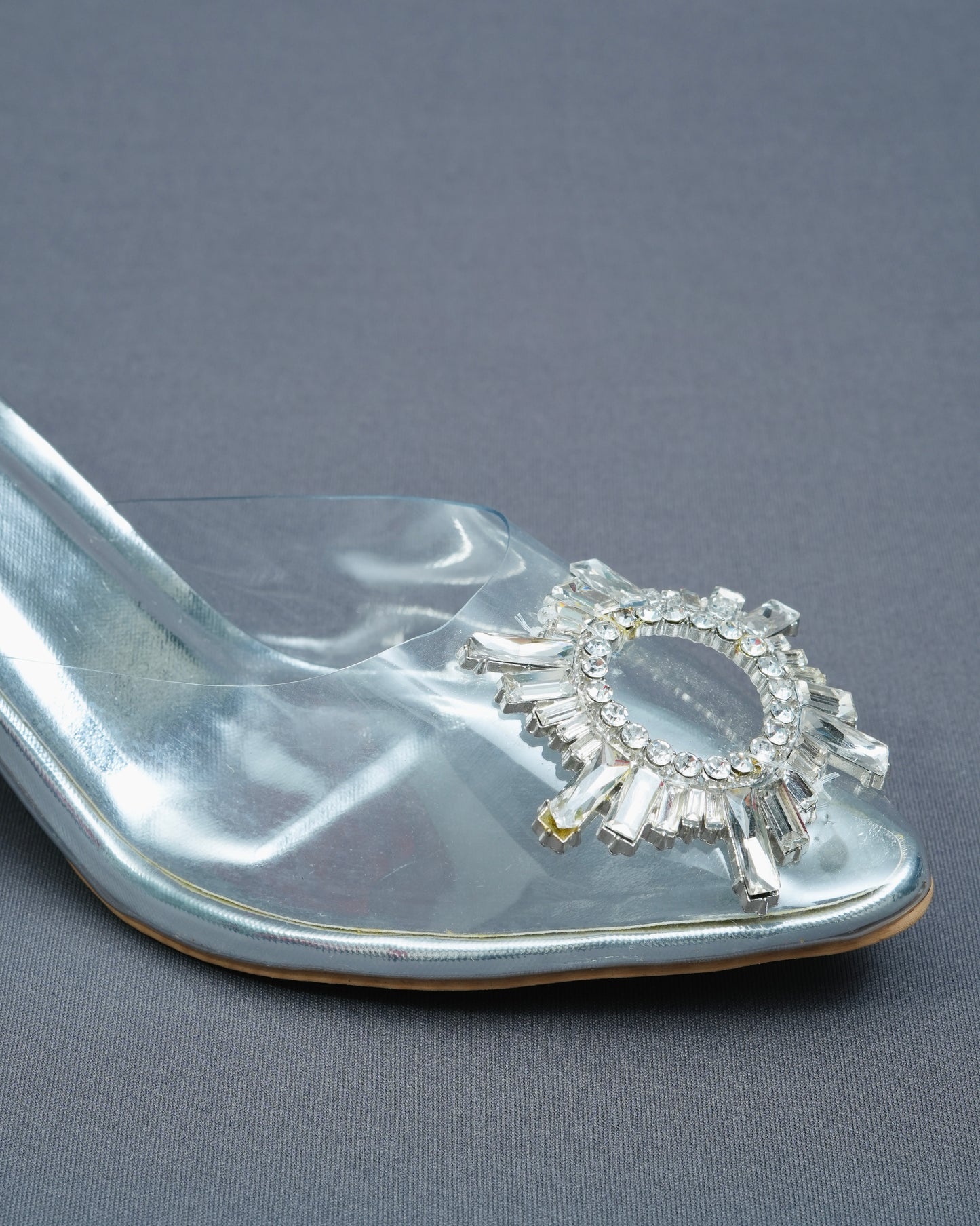 Closed Toe Faux Leather Silver Star Heels