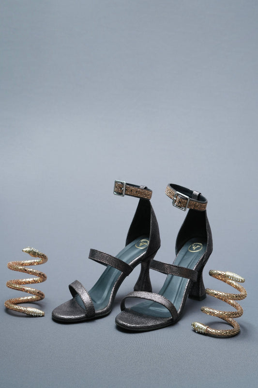 Open Toe Brown Mesh Bangle Spring Heels