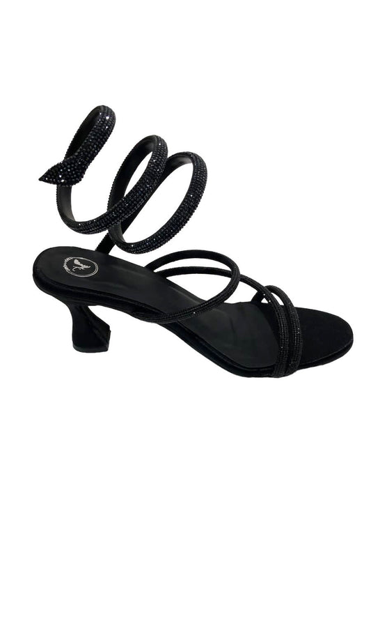 Black Panther Textured Heels Sandals