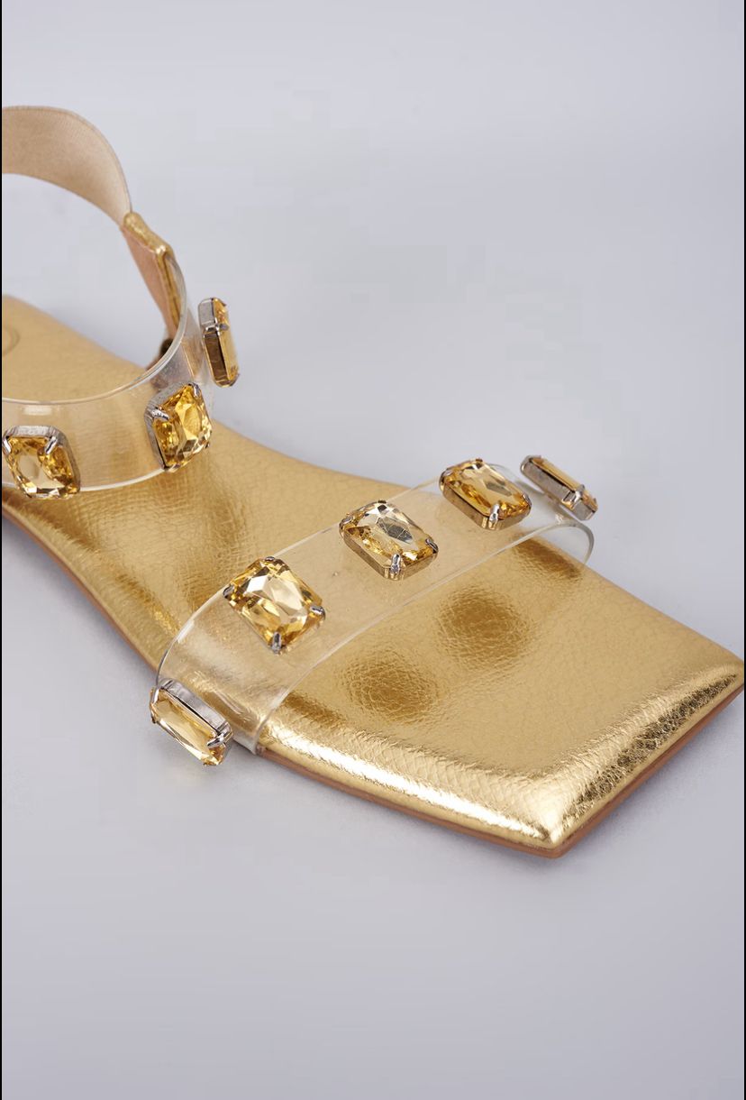 Close Toe Faux Leather Gold Carat Elasty Flats