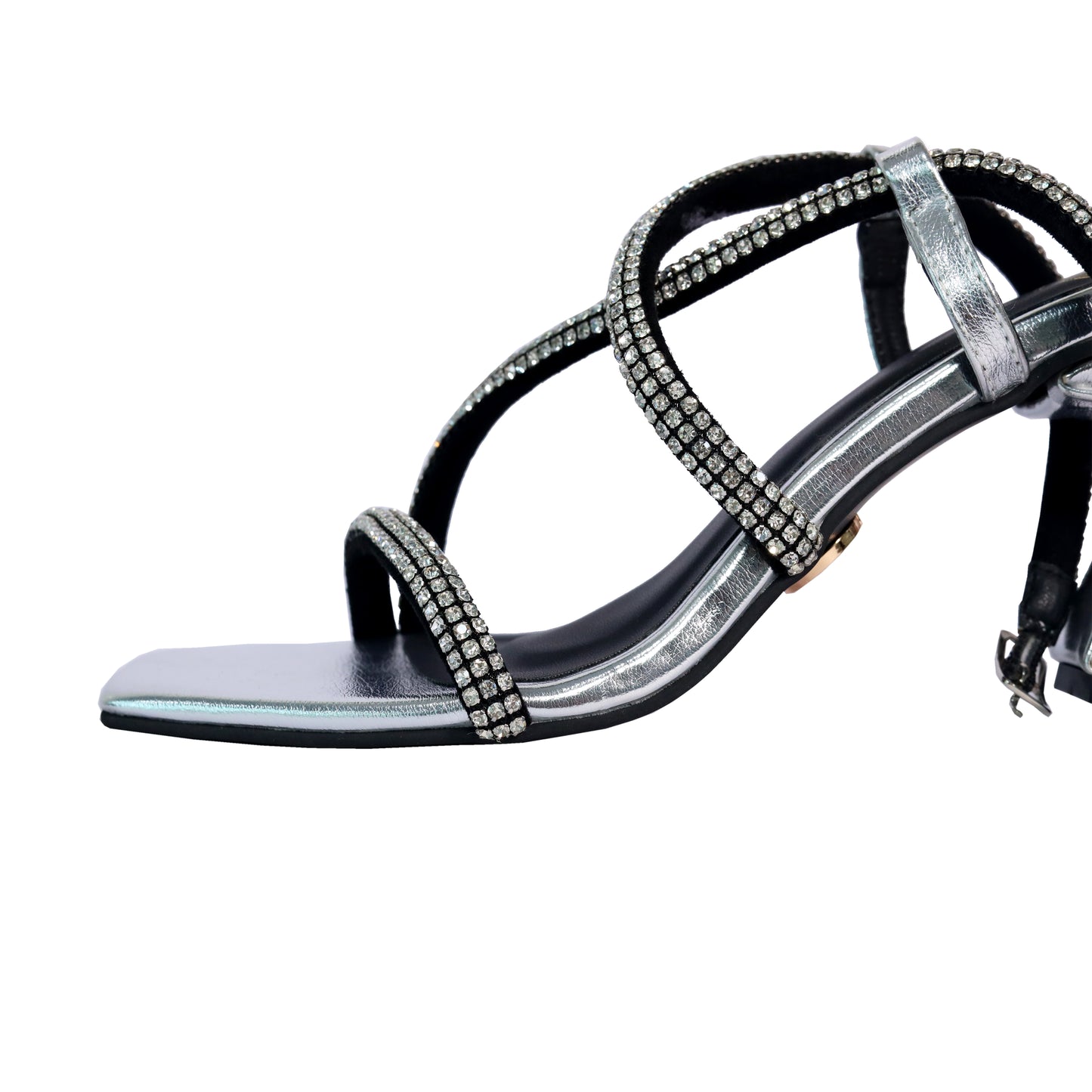 Silver Berry Pro Heels for Women – Open Toe with Buckle Closure