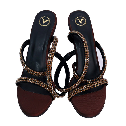 Women's Party Wear Berry Brown Open Toe Heel