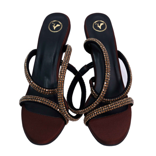 Women's Party Wear Berry Brown Open Toe Heel