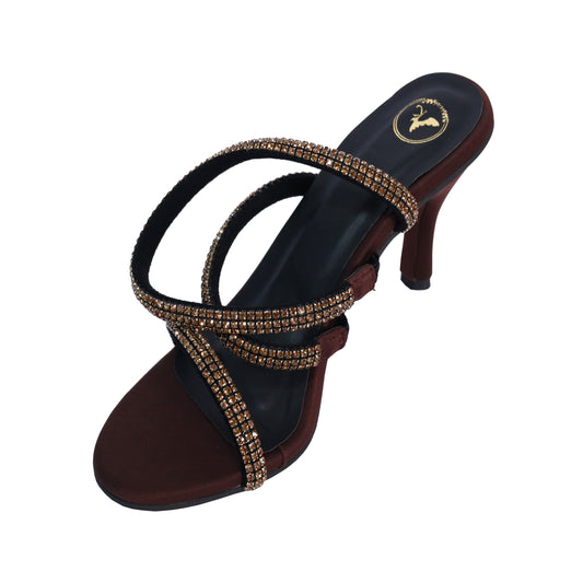Women's Party Wear Berry Brown Open Toe Heel