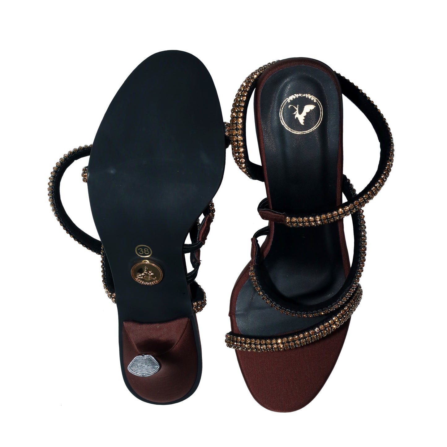 Women's Party Wear Berry Brown Open Toe Heel