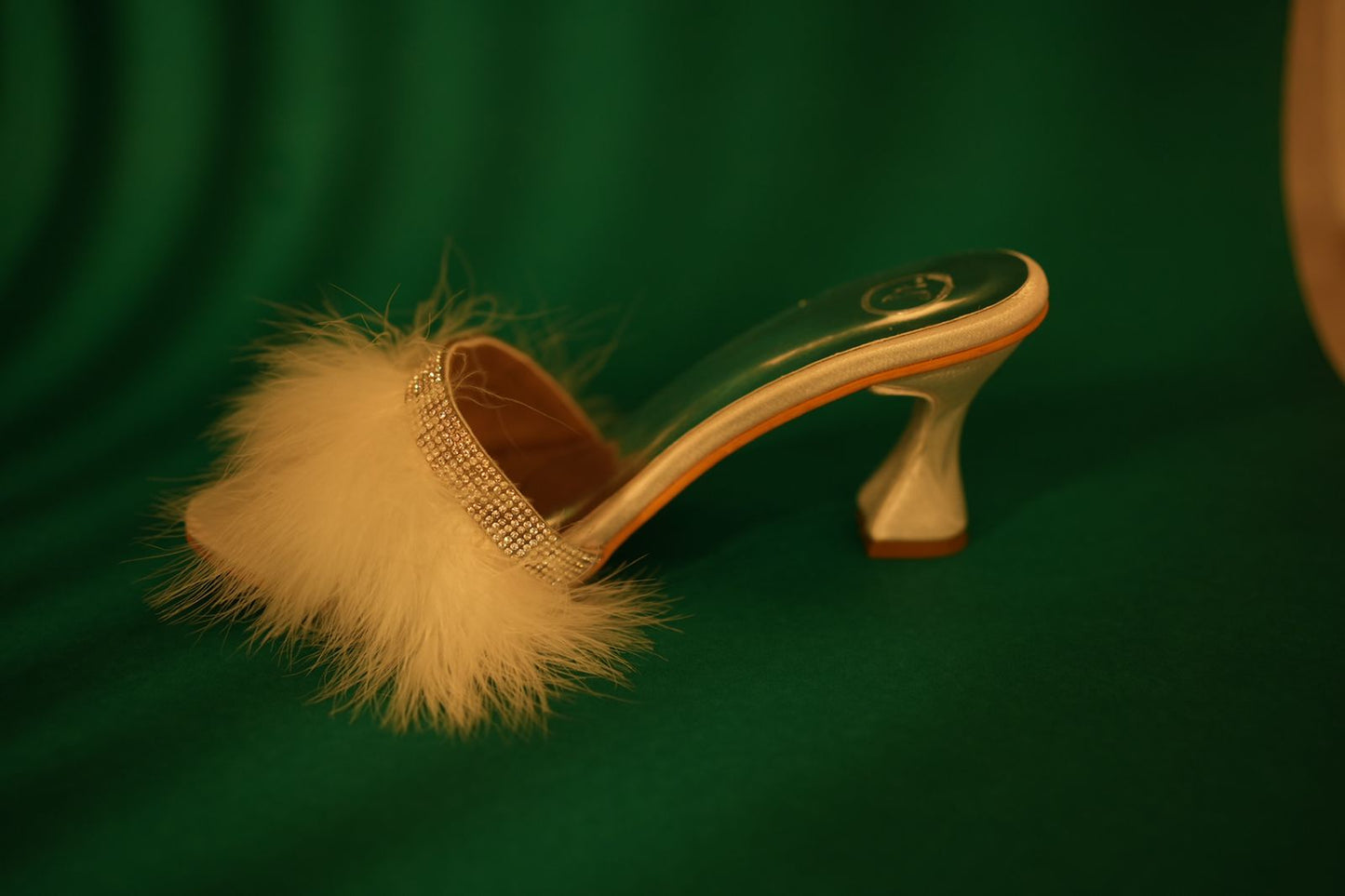 White Candy Fur Open Toe Heel Sandal